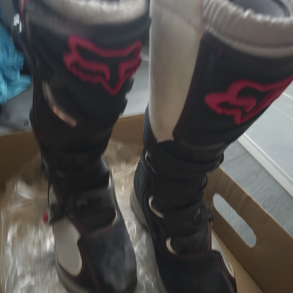 Fox Black and Pink Motocross Boots